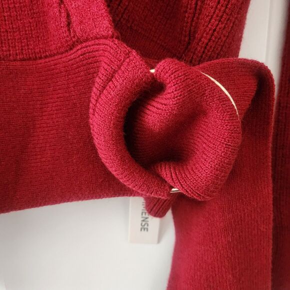 NWT Commense Red Metal Ring Wrap Cardigan Sweater Knit Top - LARGE - Picture 4 of 8